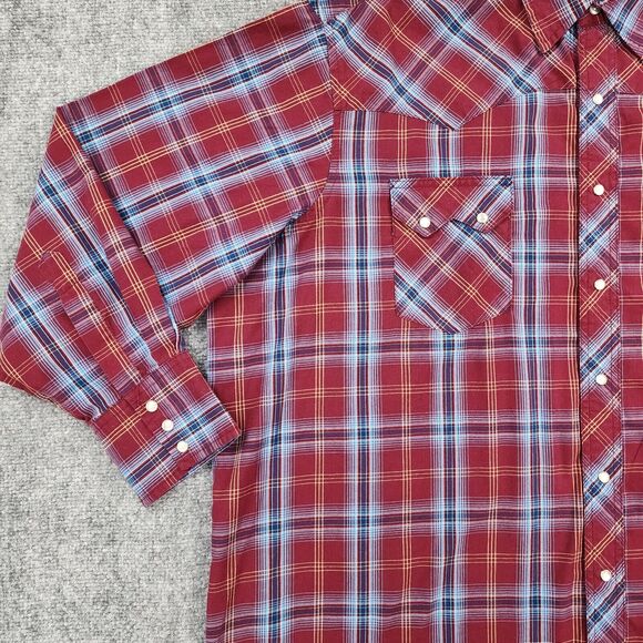Wrangler Shirt Mens 2XL Plaid Western Pearl Snap Long Sleeve Button Up Casual - Picture 8 of 15